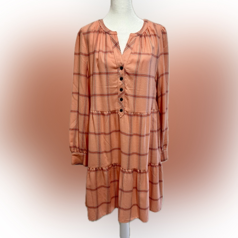 LOFT pink flannel mini dress size L